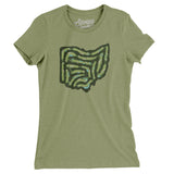 Ohio Golf Course Map Women's T-Shirt-Light Olive-Allegiant Goods Co. Vintage Sports Apparel