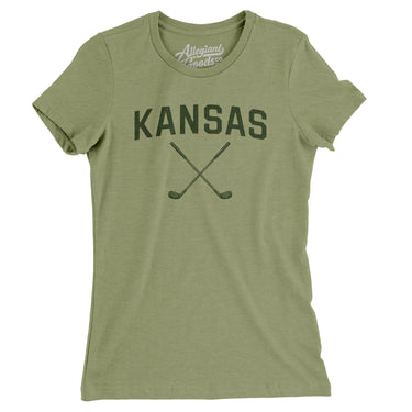 Kansas Golf Women's T-Shirt-Light Olive-Allegiant Goods Co. Vintage Sports Apparel