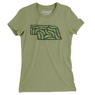 Nebraska Golf Course Women's T-Shirt-Light Olive-Allegiant Goods Co. Vintage Sports Apparel