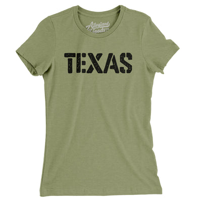 Texas Military Stencil Women's T-Shirt-Light Olive-Allegiant Goods Co. Vintage Sports Apparel