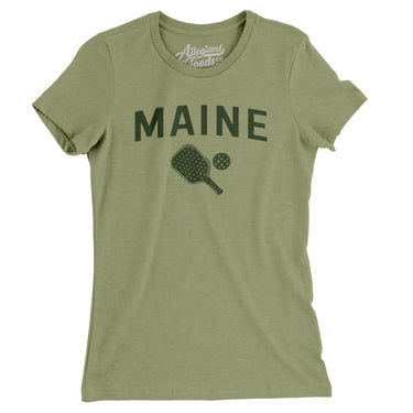 Maine Pickleball Women's T-Shirt-Light Olive-Allegiant Goods Co. Vintage Sports Apparel
