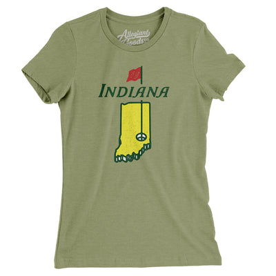 Indiana Golf Women's T-Shirt-Light Olive-Allegiant Goods Co. Vintage Sports Apparel