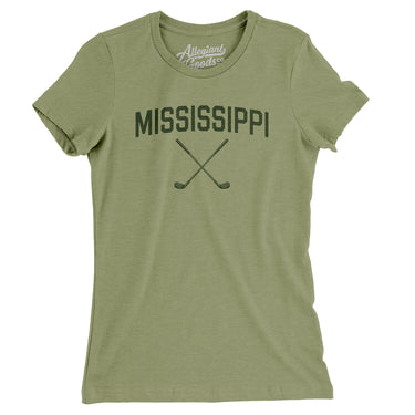 Mississippi Golf Women's T-Shirt-Light Olive-Allegiant Goods Co. Vintage Sports Apparel