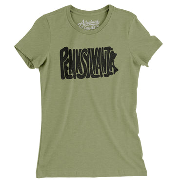 Pennsylvania State Shape Text Women's T-Shirt-Allegiant Goods Co. Vintage Sports Apparel