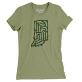 Indiana Golf Course Map Women's T-Shirt-Light Olive-Allegiant Goods Co. Vintage Sports Apparel