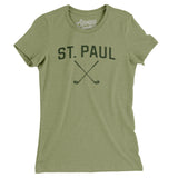 St. Paul Golf Women's T-Shirt-Light Olive-Allegiant Goods Co. Vintage Sports Apparel