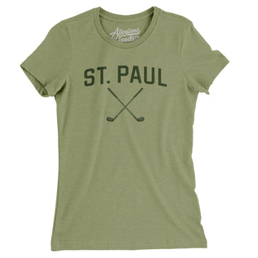 St. Paul Golf Women's T-Shirt-Light Olive-Allegiant Goods Co. Vintage Sports Apparel