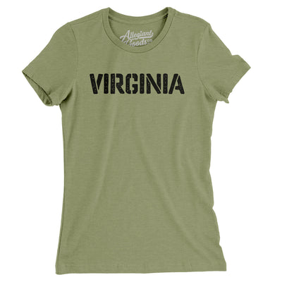 Virginia Military Stencil Women's T-Shirt-Light Olive-Allegiant Goods Co. Vintage Sports Apparel