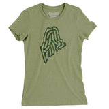 Maine Golf Course Women's T-Shirt-Light Olive-Allegiant Goods Co. Vintage Sports Apparel