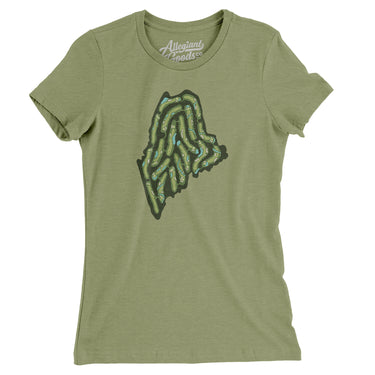 Maine Golf Course Women's T-Shirt-Light Olive-Allegiant Goods Co. Vintage Sports Apparel