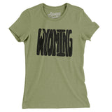Wyoming State Shape Text Women's T-Shirt-Light Olive-Allegiant Goods Co. Vintage Sports Apparel