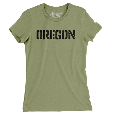 Oregon Military Stencil Women's T-Shirt-Light Olive-Allegiant Goods Co. Vintage Sports Apparel