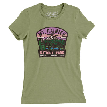 Mt. Rainier National Park Badge Women's T-Shirt-Light Olive-Allegiant Goods Co. Vintage Sports Apparel