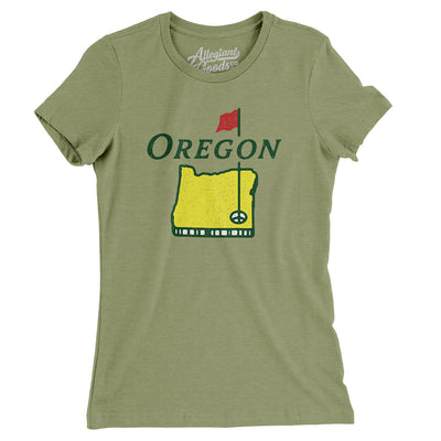 Oregon Golf Women's T-Shirt-Light Olive-Allegiant Goods Co. Vintage Sports Apparel