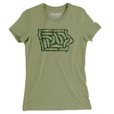 Iowa Golf Course Women's T-Shirt-Light Olive-Allegiant Goods Co. Vintage Sports Apparel