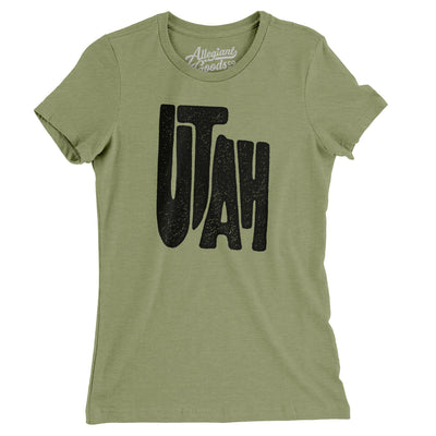 Utah State Shape Text Women's T-Shirt-Light Olive-Allegiant Goods Co. Vintage Sports Apparel