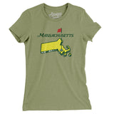 Massachusetts Golf Women's T-Shirt-Light Olive-Allegiant Goods Co. Vintage Sports Apparel