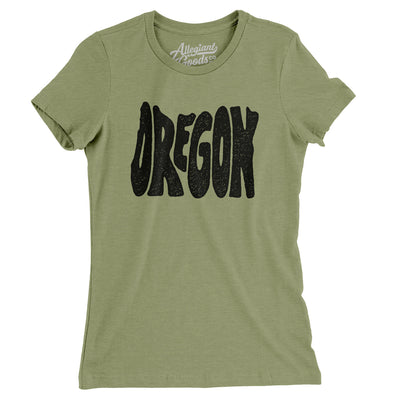 Oregon State Shape Text Women's T-Shirt-Light Olive-Allegiant Goods Co. Vintage Sports Apparel