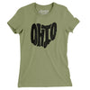 Ohio State Shape Text Women's T-Shirt-Light Olive-Allegiant Goods Co. Vintage Sports Apparel