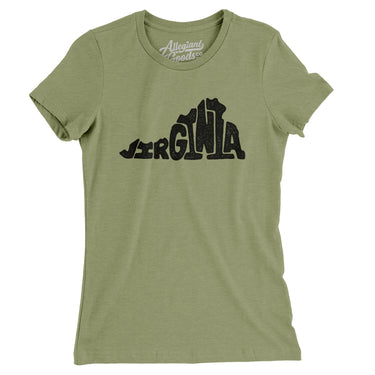 Virginia State Shape Text Women's T-Shirt-Allegiant Goods Co. Vintage Sports Apparel