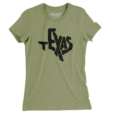 Texas State Shape Text Women's T-Shirt-Allegiant Goods Co. Vintage Sports Apparel