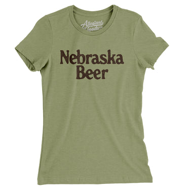 Nebraska Beer Women's T-Shirt-Light Olive-Allegiant Goods Co. Vintage Sports Apparel