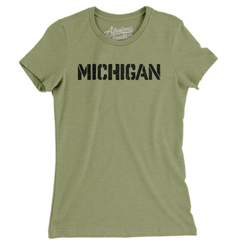 Michigan Military Stencil Women's T-Shirt-Allegiant Goods Co. Vintage Sports Apparel