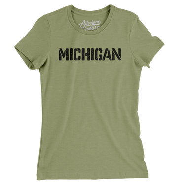 Michigan Military Stencil Women's T-Shirt-Allegiant Goods Co. Vintage Sports Apparel