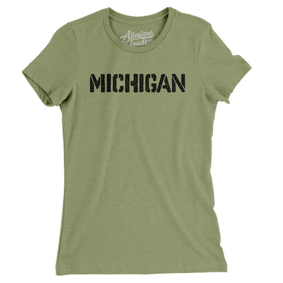 Michigan Military Stencil Women's T-Shirt-Light Olive-Allegiant Goods Co. Vintage Sports Apparel