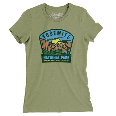 Yosemite National Park Badge Women's T-Shirt-Light Olive-Allegiant Goods Co. Vintage Sports Apparel