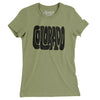 Colorado State Shape Text Women's T-Shirt-Light Olive-Allegiant Goods Co. Vintage Sports Apparel