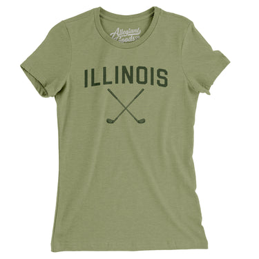 Illinois Golf Women's T-Shirt-Light Olive-Allegiant Goods Co. Vintage Sports Apparel