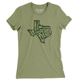 Texas Golf Course Map Women's T-Shirt-Light Olive-Allegiant Goods Co. Vintage Sports Apparel
