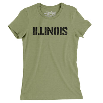 Illinois Military Stencil Women's T-Shirt-Allegiant Goods Co. Vintage Sports Apparel