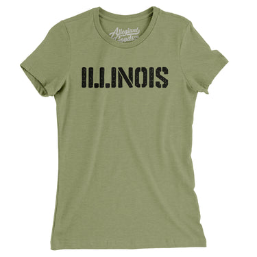 Illinois Military Stencil Women's T-Shirt-Allegiant Goods Co. Vintage Sports Apparel