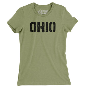 Ohio Military Stencil Women's T-Shirt-Light Olive-Allegiant Goods Co. Vintage Sports Apparel