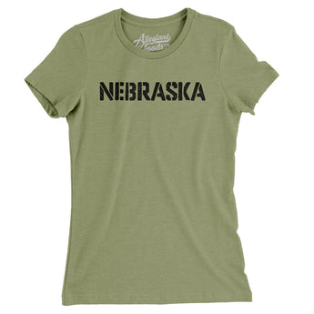 Nebraska Military Stencil Women's T-Shirt-Allegiant Goods Co. Vintage Sports Apparel