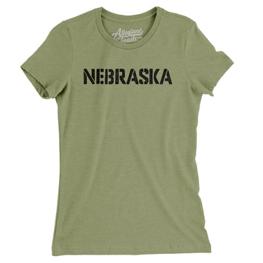 Nebraska Military Stencil Women's T-Shirt-Allegiant Goods Co. Vintage Sports Apparel