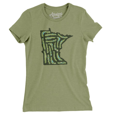 Minnesota Golf Course Women's T-Shirt-Light Olive-Allegiant Goods Co. Vintage Sports Apparel