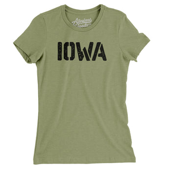 Iowa Military Stencil Women's T-Shirt-Allegiant Goods Co. Vintage Sports Apparel