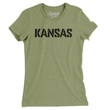 Kansas Military Stencil Women's T-Shirt-Light Olive-Allegiant Goods Co. Vintage Sports Apparel