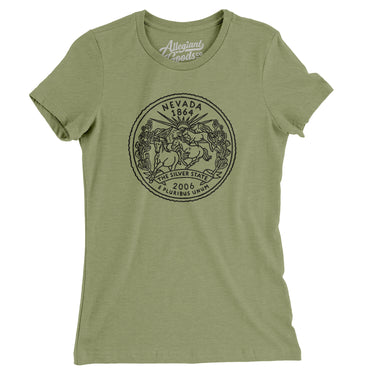 Nevada State Quarter Women's T-Shirt-Light Olive-Allegiant Goods Co. Vintage Sports Apparel