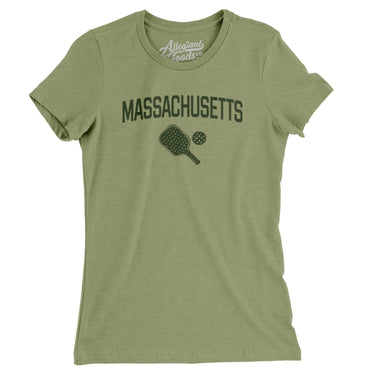 Massachusetts Pickleball Women's T-Shirt-Light Olive-Allegiant Goods Co. Vintage Sports Apparel