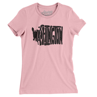 Washington State Shape Text Women's T-Shirt-Light Pink-Allegiant Goods Co. Vintage Sports Apparel