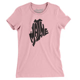 Maine State Shape Text Women's T-Shirt-Light Pink-Allegiant Goods Co. Vintage Sports Apparel