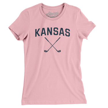 Kansas Golf Women's T-Shirt-Light Pink-Allegiant Goods Co. Vintage Sports Apparel