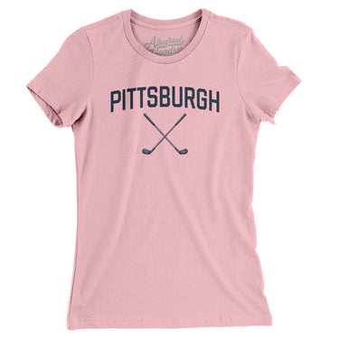 Pittsburgh Golf Women's T-Shirt-Light Pink-Allegiant Goods Co. Vintage Sports Apparel
