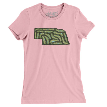 Nebraska Golf Course Women's T-Shirt-Light Pink-Allegiant Goods Co. Vintage Sports Apparel