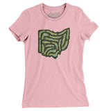 Ohio Golf Course Map Women's T-Shirt-Light Pink-Allegiant Goods Co. Vintage Sports Apparel