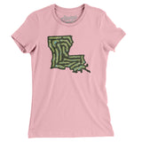 Louisiana Golf Course Map Women's T-Shirt-Light Pink-Allegiant Goods Co. Vintage Sports Apparel
